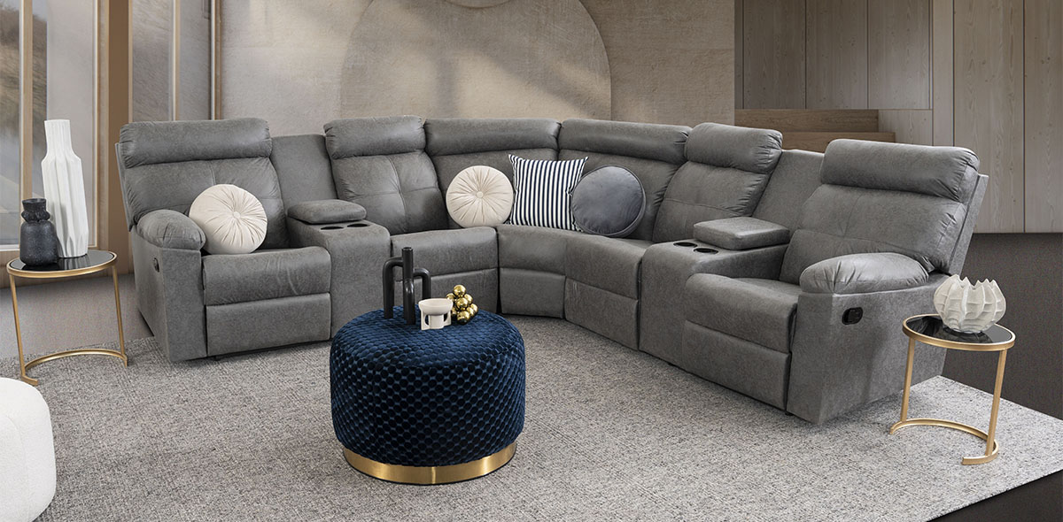 Sala Modular Con Reclinable Liam Plus Gris