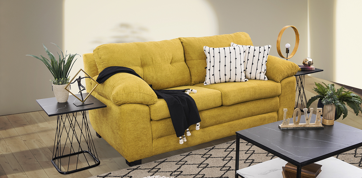 Sillón (sofá cama) mediano (love seat) de 3 posiciones- amarillo