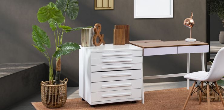 Archivero 6 Cajones Con llantas Zoe Life Blanco