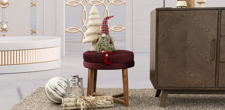 Banco Redondo Derek Rojo