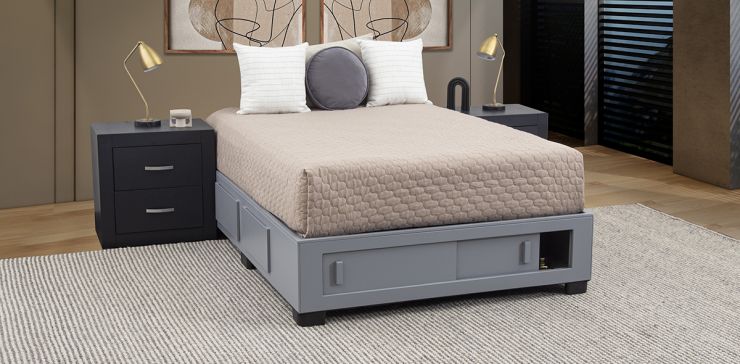 Base De Cama Cajonera Matrimonial Koren Gris