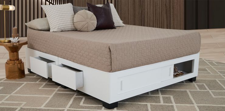 Base De Cama Cajonera Queen Size Koren Blanco