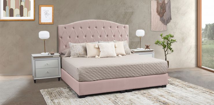 Cabecera King Size Terciopelo Zhola Rosa