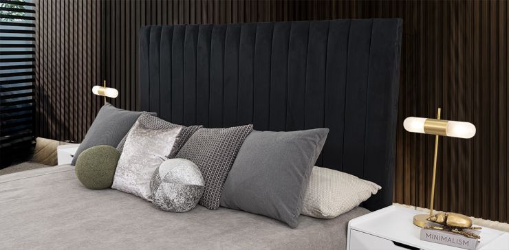 Cabecera King Size Terciopelo Megan Negro