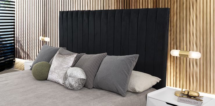 Cabecera King Size Terciopelo Megan Negro