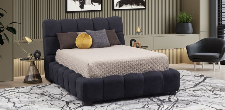 Cama Matrimonial Dakota Gris Charcoal 