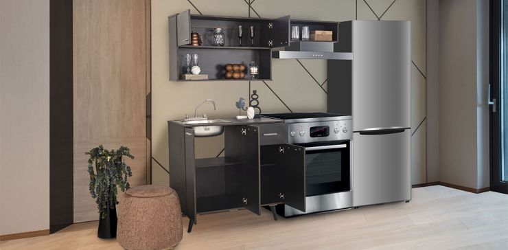 Cocina Con Tarja 180 Cm Sicilia Negro