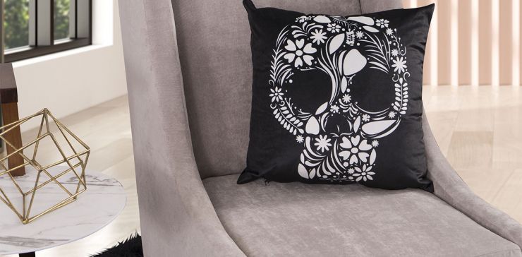 Cojín Decorativo Calavera Negro