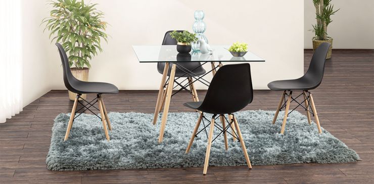 Comedor Cuadrado Atlas Con Sillas Negro 5 Piezas