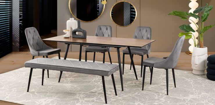 Comedor Con Extensión Camilo Gris 6 Piezas