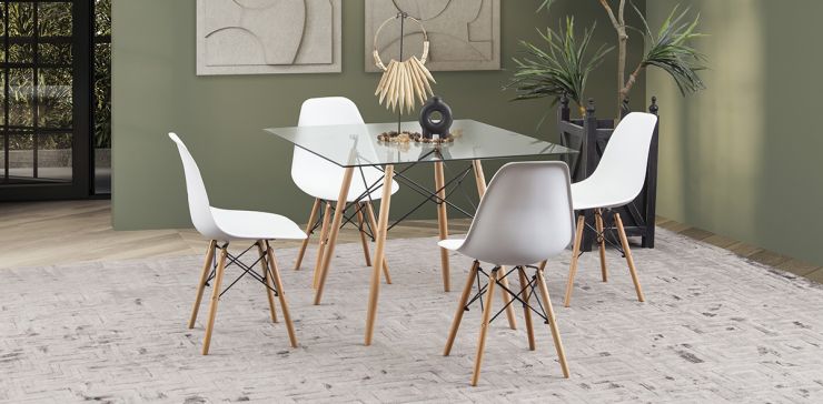 Comedor Cuadrado Atlas Con Sillas Blanco 5 Piezas