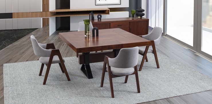 Comedor Cuadrado 150 Cm Estocolmo Plata 5 Piezas