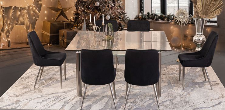 Comedor Cuadrado Enkel II Negro 7 Piezas