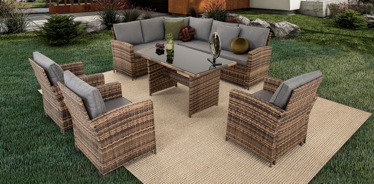 Set De Jardín Rattan Terra Gris