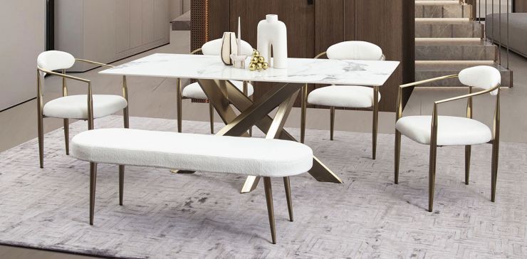 Comedor Rectangular Lusso Beige 6 Piezas