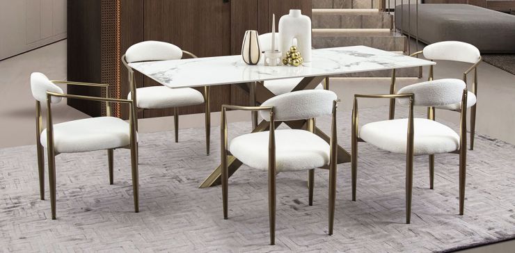 Comedor Rectangular Lusso Beige 7 Piezas