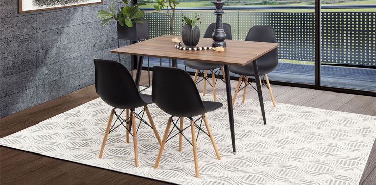 Comedor Rectangular Marla Con Sillas Atlas Negro 5 Piezas
