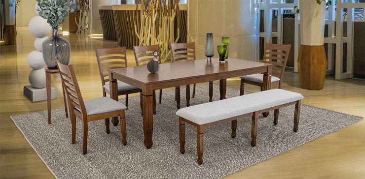 Comedor Rectangular 200 Cm Borja Café 7 Piezas