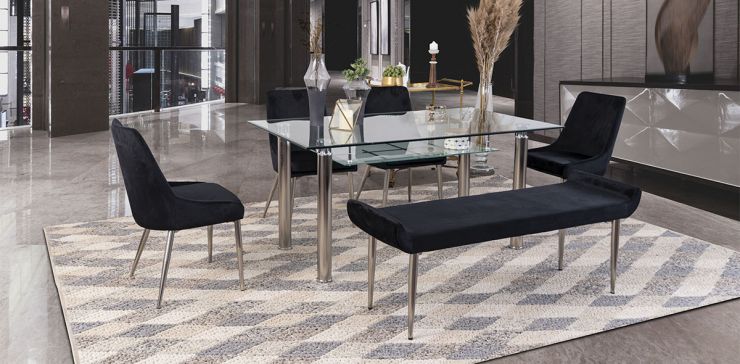 Comedor Rectangular Enkel II Negro 6 Piezas