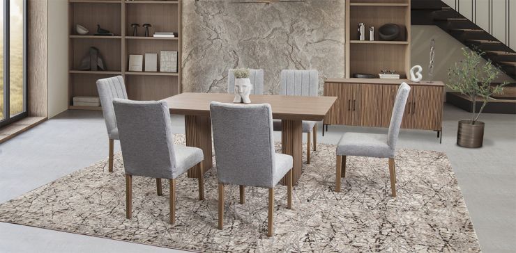 Comedor Rectangular Vanila Gris 7 Piezas