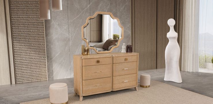 Cómoda Con Espejo Elora CL Beige