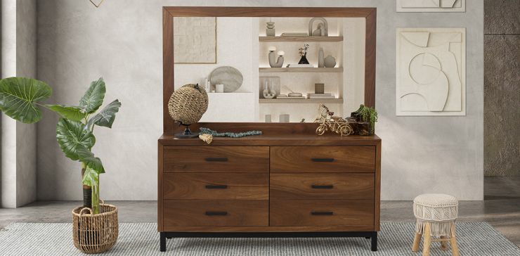 Cómoda Con Espejo Contempo Café Parota