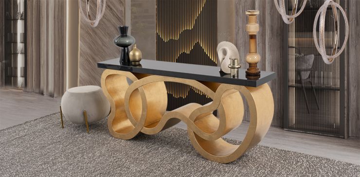 Consola De Mármol Aurum Dorado