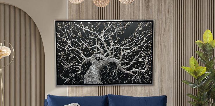 Cuadro Decorativo 120 X 180 Cm Tree Plata 