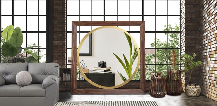 Espejo Decorativo Parota Guamare Café