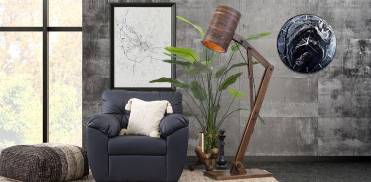 Lámpara De Piso Parota Mongik Café