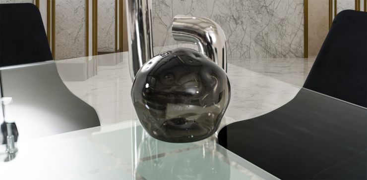 Esfera Decorativa Cristal Zirconia Gris Chica