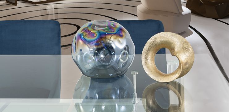 Esfera Decorativa Cristal Zirconia Azul Mediana