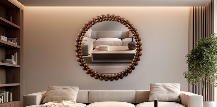 Espejo Redondo Parota Axe Café