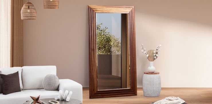 Espejo Decorativo De Piso Parota Barzan Café