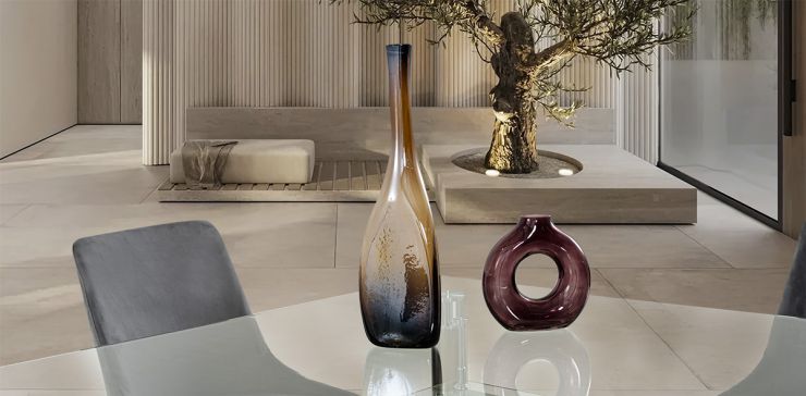 Jarrón Decorativo Triangular Cristal Zirconia Café Grande