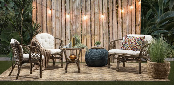 Juego De Jardín Rattan Bahama Living Set 4 Piezas