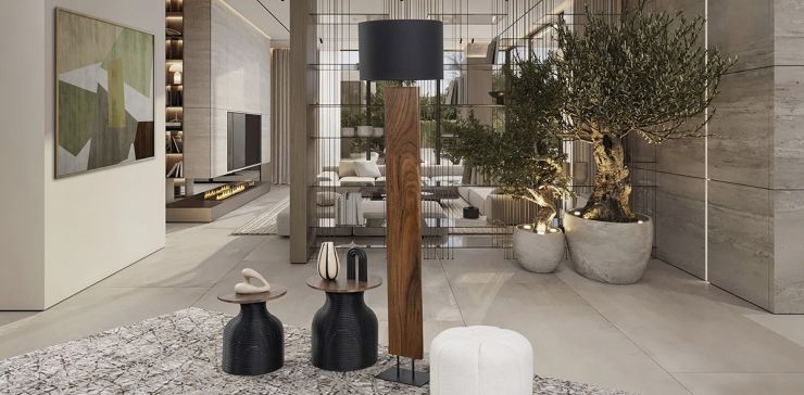 Lámpara De Piso Parota Tamara Negro