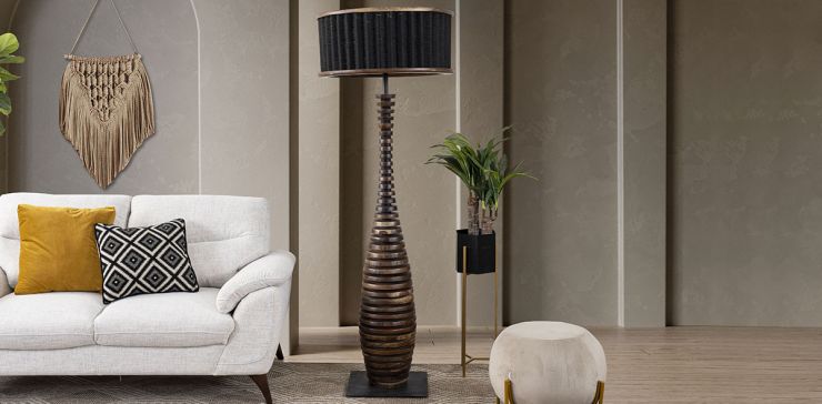 Lámpara De Piso Parota Osage Café