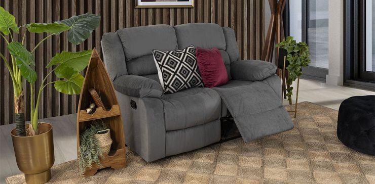 Sofá 2 Plazas Con Reclinables Memphis Velvet Gris