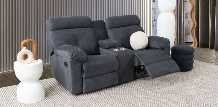 Sofá 2 Plazas Con Reclinables Estonia Gris