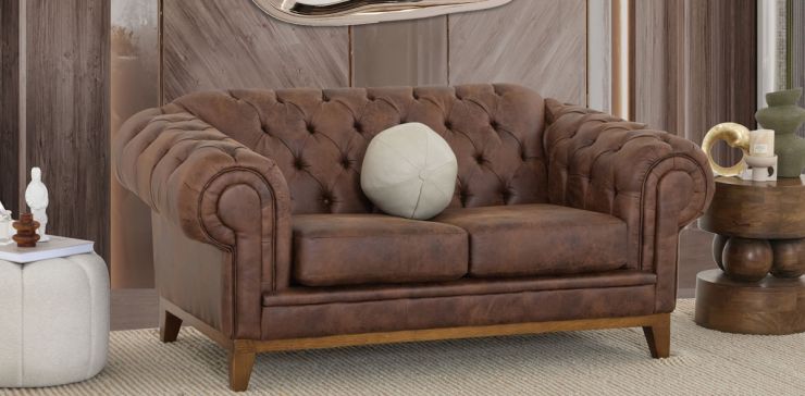 Sofá 2 Plazas Bonded Leather Begonia Café