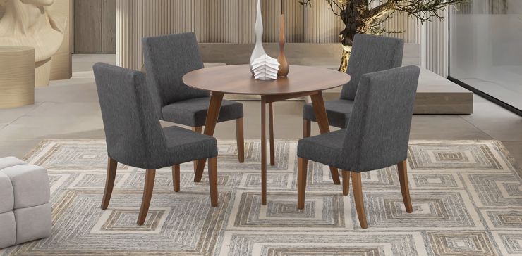 Comedor Redondo Marbella Gris 5 Piezas