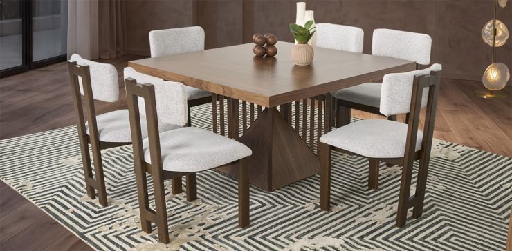 Comedor Malta Con Sillas Pissa Gris 7 Piezas