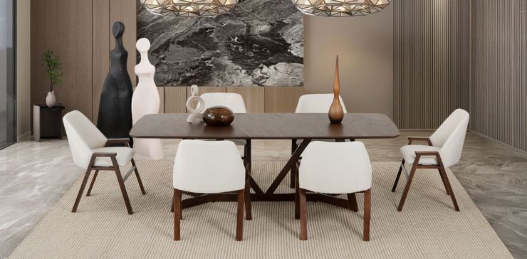 Comedor Rectangular Valenza Beige 7 Piezas