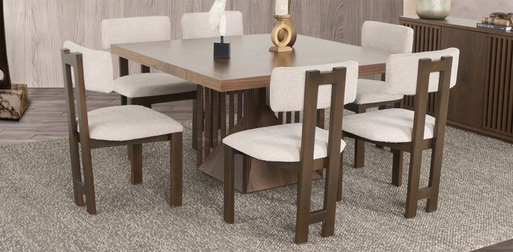 Comedor Malta Con Sillas Pissa Beige 7 Piezas