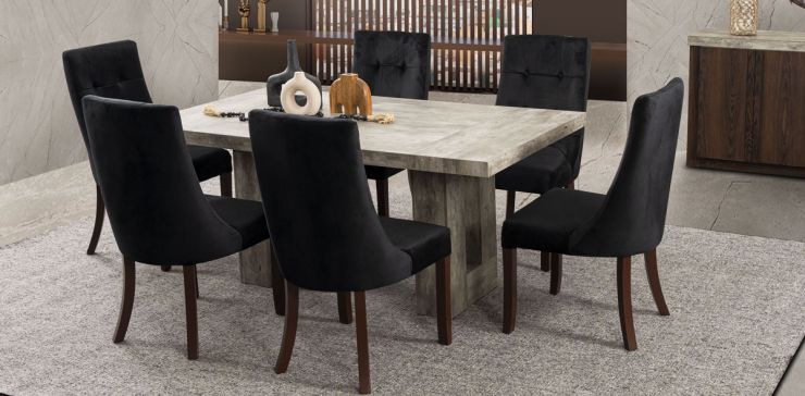 Comedor Rectangular Luxor Negro 7 Piezas