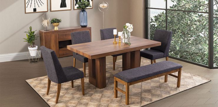 Comedor Rectangular Marbella Gris 6 Piezas