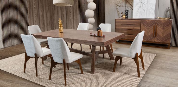 Comedor Rectangular Veliero CL Con Sillas Ziba Blanco 7 Piezas