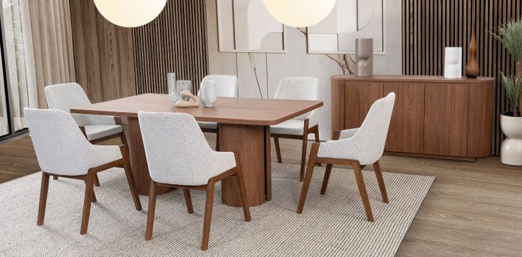 Comedor Rectangular Abu Dabi Café 7 Piezas