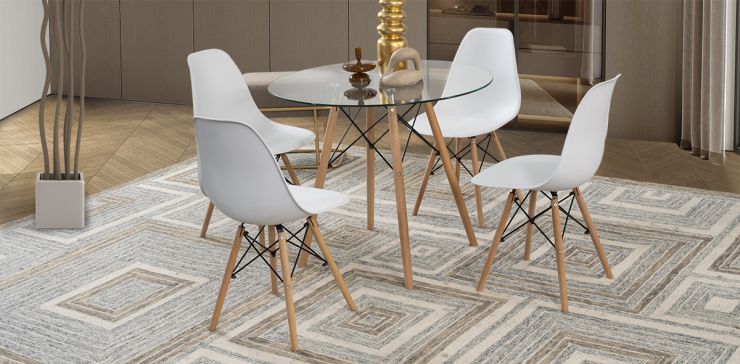 Comedor Redondo Atlas Con Sillas Blanco 5 Piezas